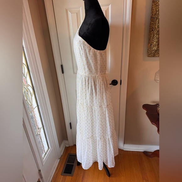 Lulu's One Shoulder White and Gold Midi Dress - Picture 7 of 7